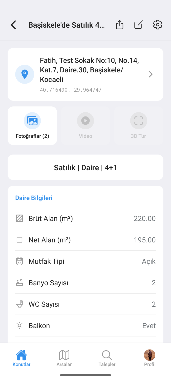 Estacuzdan gayrimenkul detay ekranı